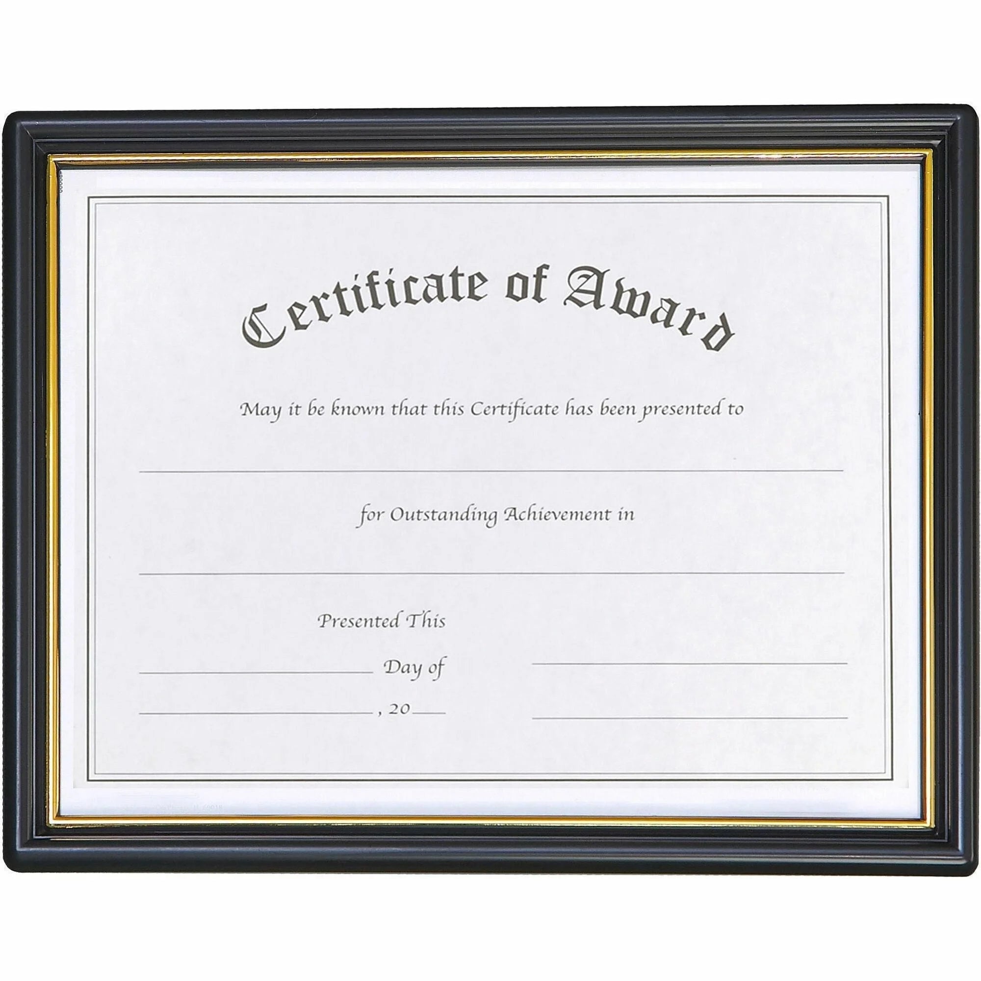 Nudell Plastic Framed Award Certificate - Elegant 8.50’’ x 11’’ Gold & Black Frame - Certificates Seals