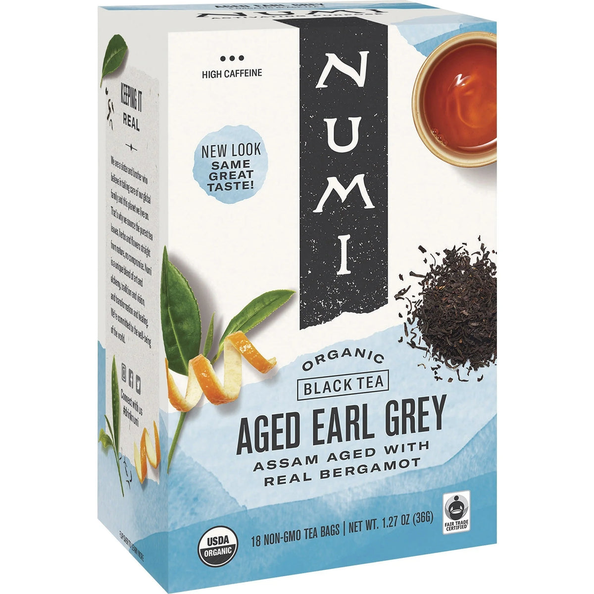 Numi Aged Organic Earl Grey Black Tea Bags - 18 Count Box