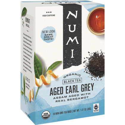 Numi Aged Organic Earl Grey Black Tea Bags - 18 Count Box