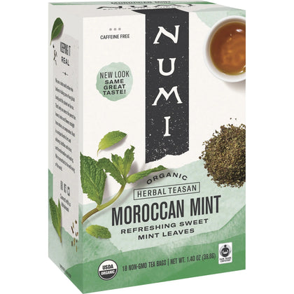 Numi Organic Moroccan Mint Herbal Tea Bags - Refreshing - 18 Teabags