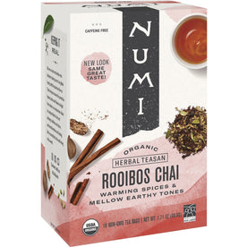 Numi Organic Rooibos Chai Black Tea: Spiced Tea Bags - 18 Count Box