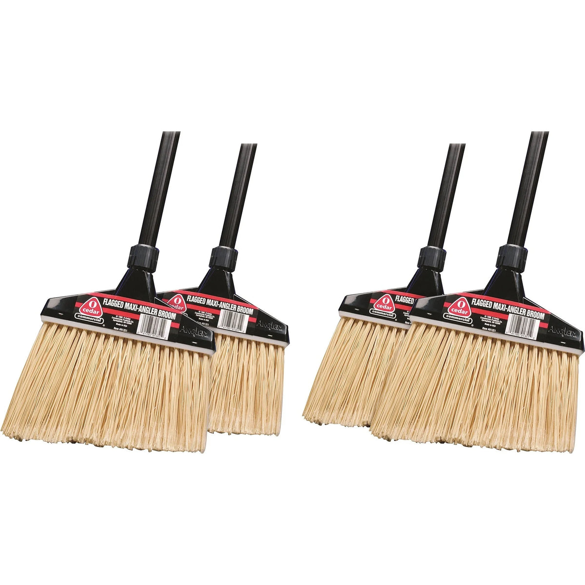O-Cedar Commercial MaxiPlus Angle Broom - Professional 14’’ Brush - 48’’ Metal Handle - Brooms & Sweepers