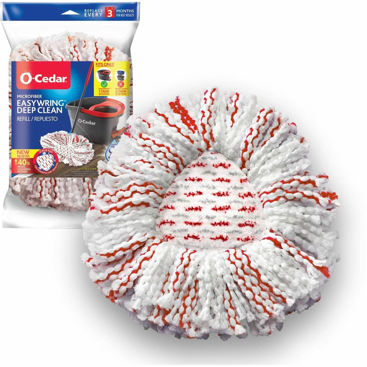 O-Cedar EasyWring Spin Mop Refill - MicroFiber - Multi - 1 Each - Mops & Refills