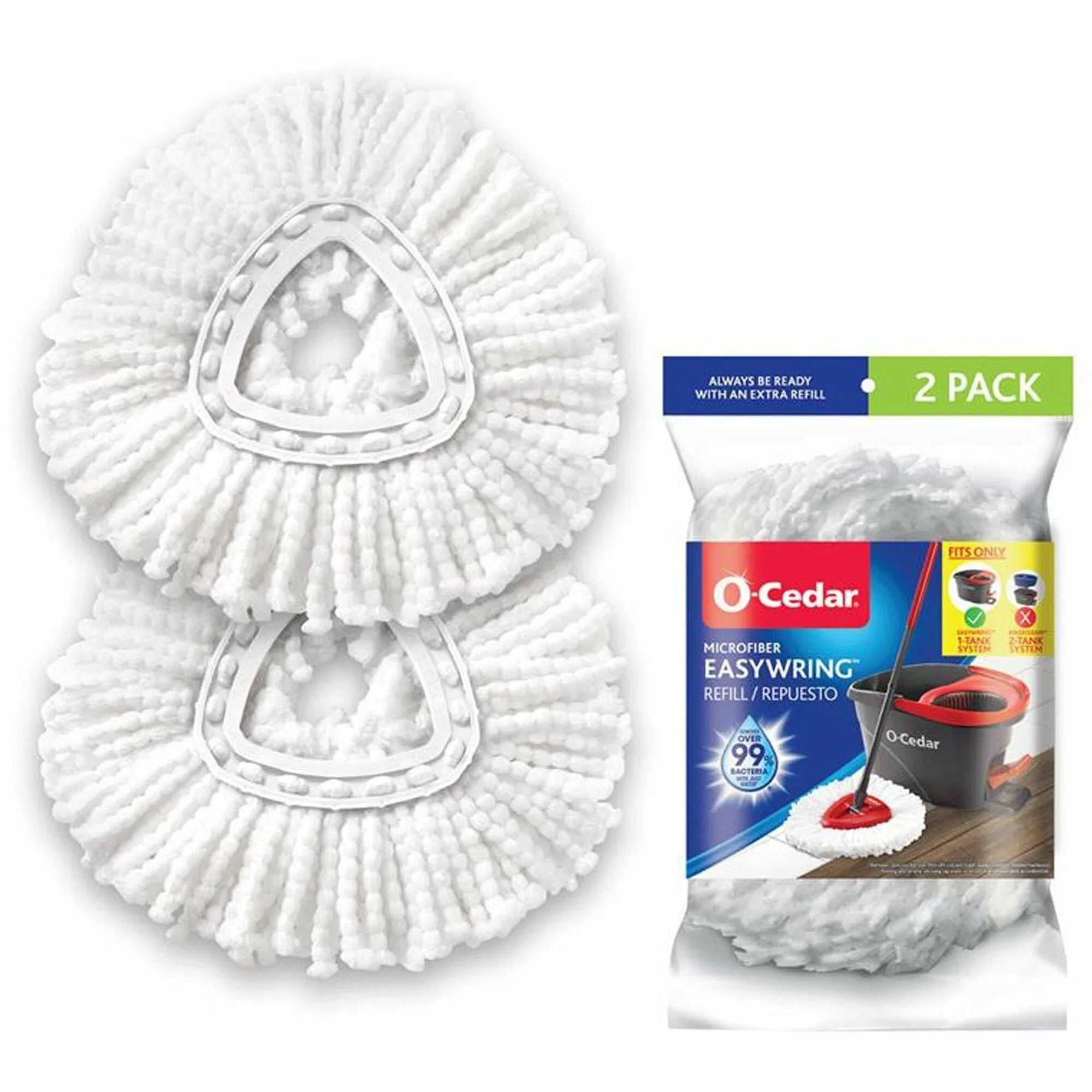 O-Cedar EasyWring Spin Mop Refill - MicroFiber - White - 2 / Pack - Mops & Refills