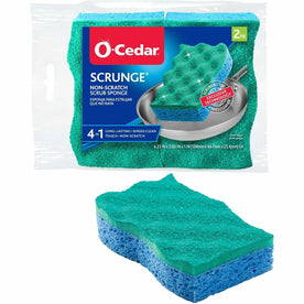 O-Cedar Scrunge Non-Scratch Scrub Sponge - Gentle Cleaning - 2 Pack - Brushes