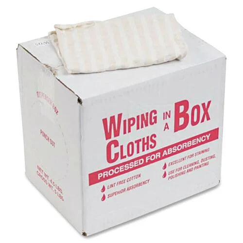 Office Snax Cotton Wiping Cloths: Lint-Free Absorbent Washable - 1 Box - Sponges Cleaning Pads & Wipers