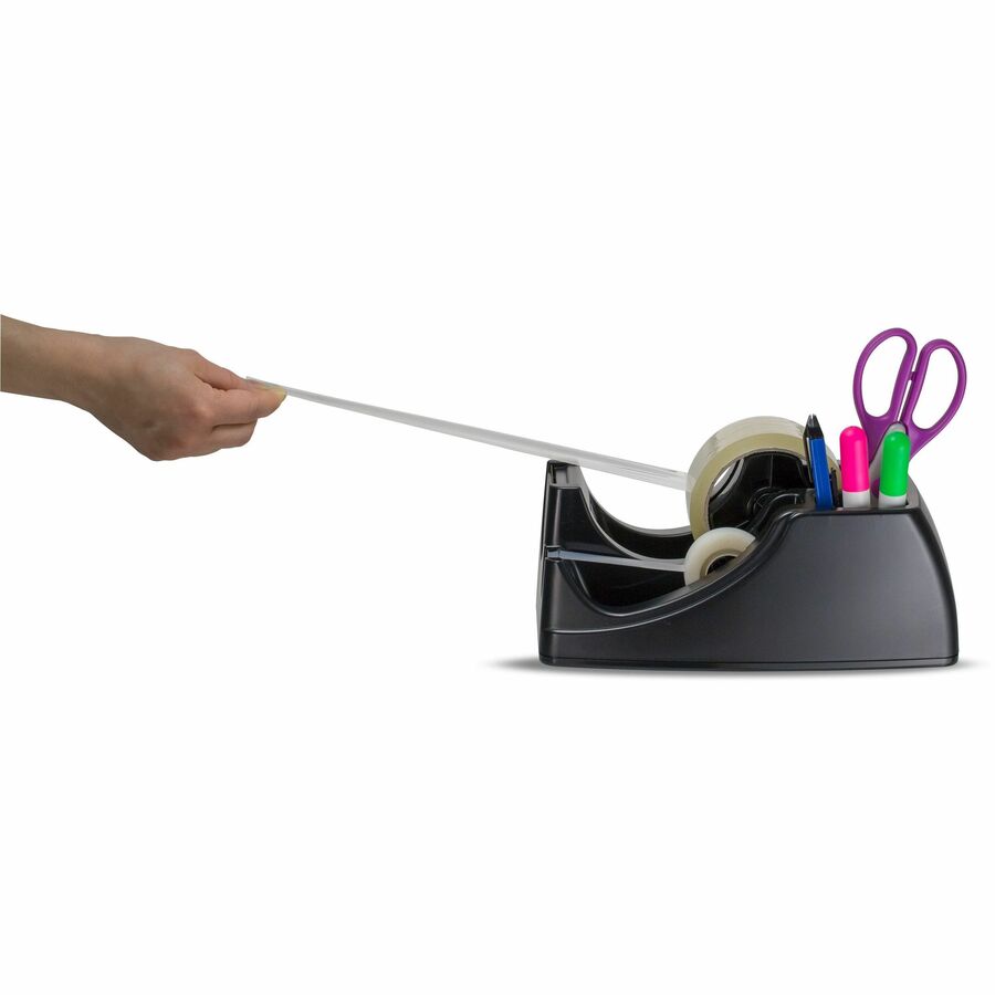 Officemate 96690 Deluxe Heavy Duty Two Roll Tape Dispenser - Holds Total 2 Tape(s) - Black - 1 Each - Dispensers