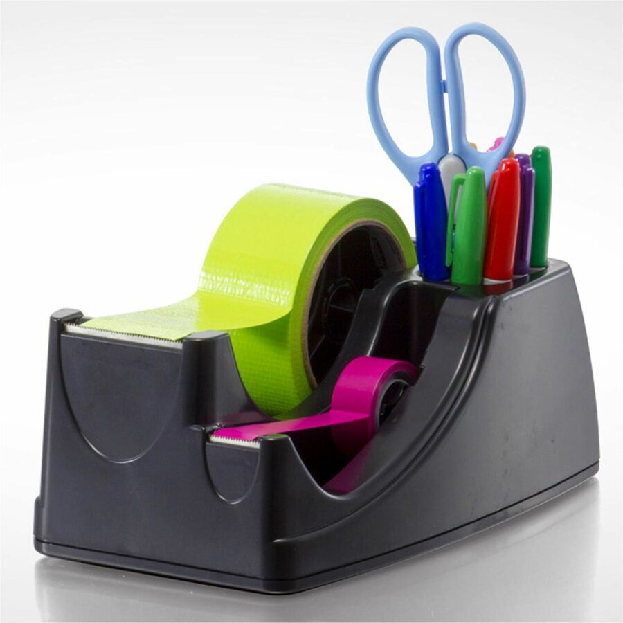 Officemate 96690 Deluxe Heavy Duty Two Roll Tape Dispenser - Holds Total 2 Tape(s) - Black - 1 Each - Dispensers