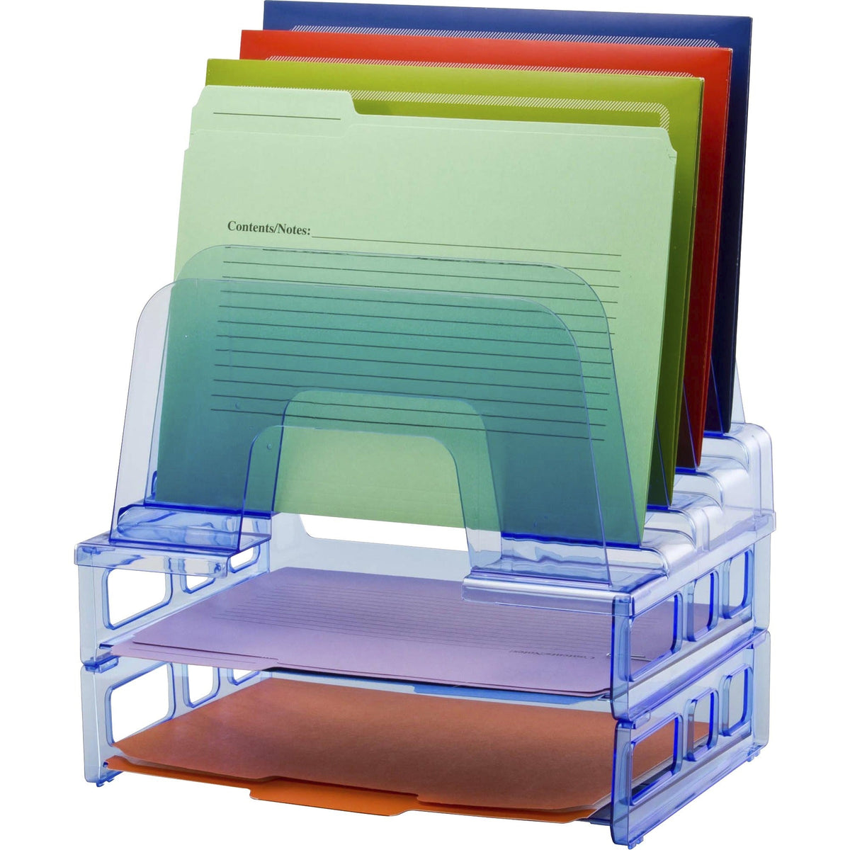 Officemate Blue Glacier Incline Sorter with Paper Trays - 2000