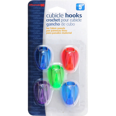 Officemate Cubicle Hooks: Standard Assorted Pack of 5 - Wall Clips