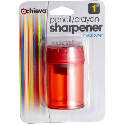 Officemate Double Barrel Pencil/Crayon Sharpener - Translucent Red - 2 Holes - Sharpeners