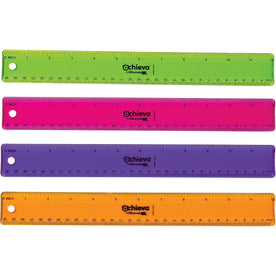 Officemate Flexible Rulers: 12’’ Length x 1.3’’ Width - Plastic - Imperial & Metric - Assorted Colors - 12 Pack - Rulers