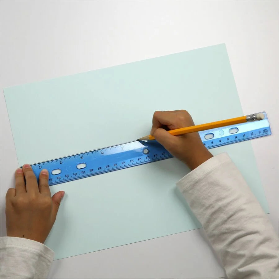 Officemate Flexible Rulers: 12’’ Length x 1.3’’ Width - Plastic - Imperial & Metric - Assorted Colors - 12 Pack - Rulers