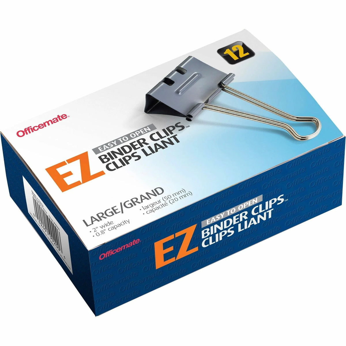 Officemate Large Binder Clips - 1’’ Capacity - Gray - 12/Box - Bulldog