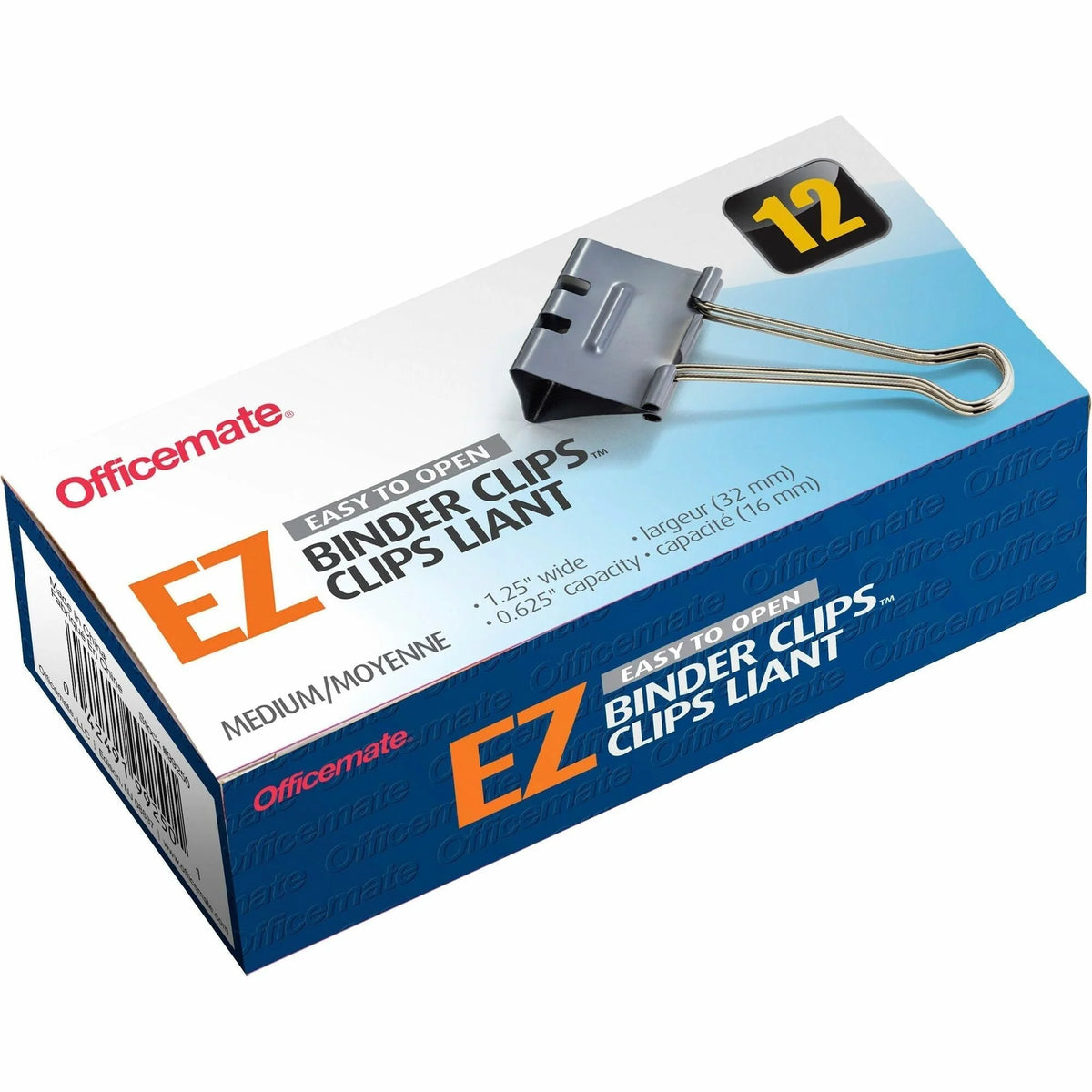 Officemate Medium Binder Clips - Gray 0.63’’ Capacity - 12/Box - Bulldog