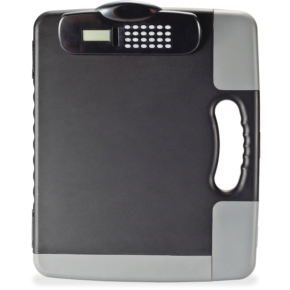 Officemate Portable Storage Clipboard with Calculator - Heavy Duty Plastic - Charcoal Black - Clipboards