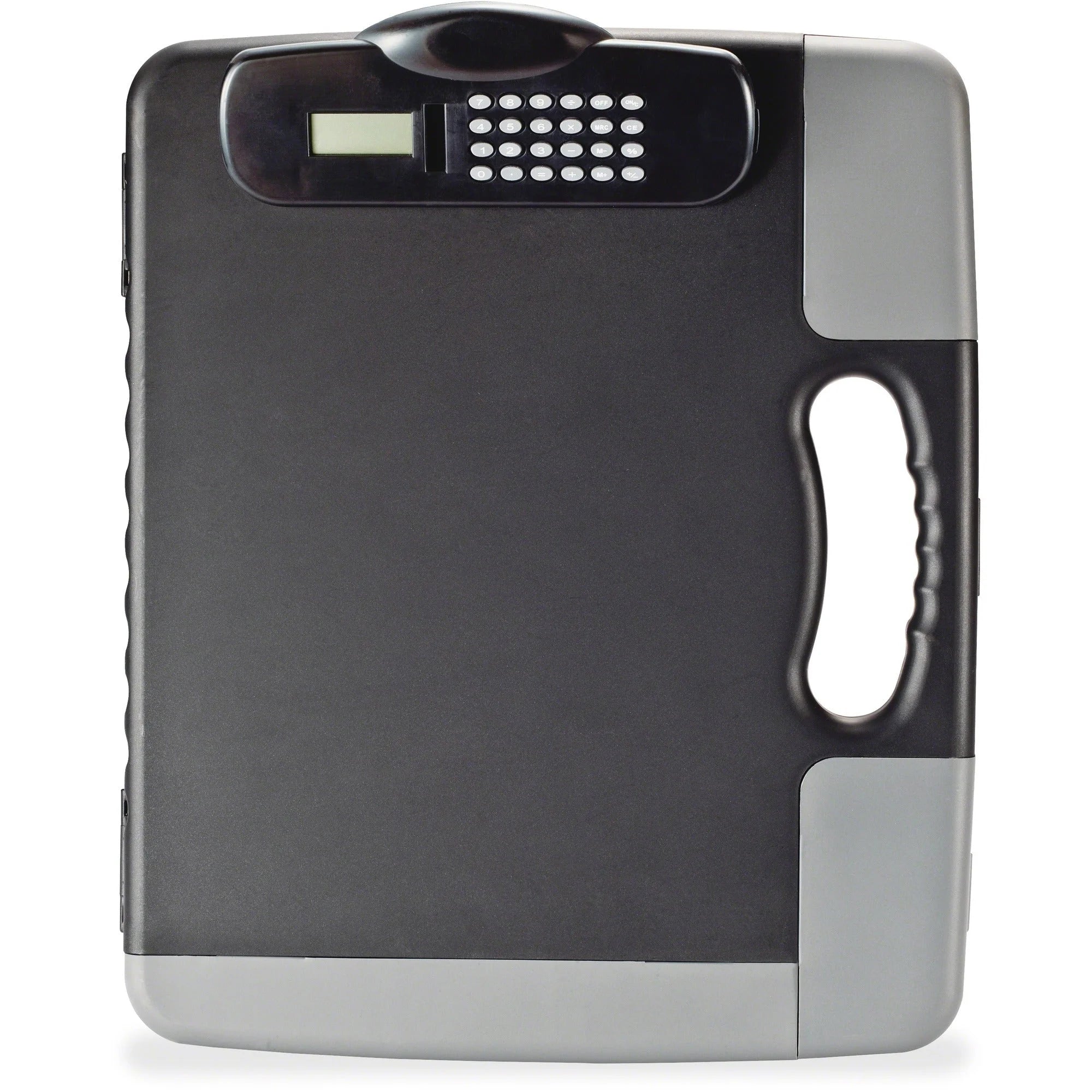 Officemate Portable Storage Clipboard with Calculator - Heavy Duty Plastic - Charcoal Black - Clipboards