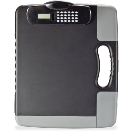 Officemate Portable Storage Clipboard with Calculator - Heavy Duty Plastic - Charcoal Black - Clipboards