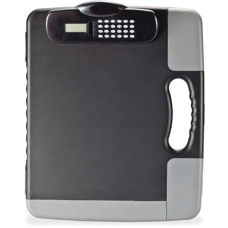 Officemate Portable Storage Clipboard with Calculator - Heavy Duty Plastic - Charcoal Black - Clipboards