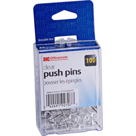 Officemate Precision Pushpins: Clear 0.5’’ Length x 0.3’’ Diameter - Board & Easel Accessories