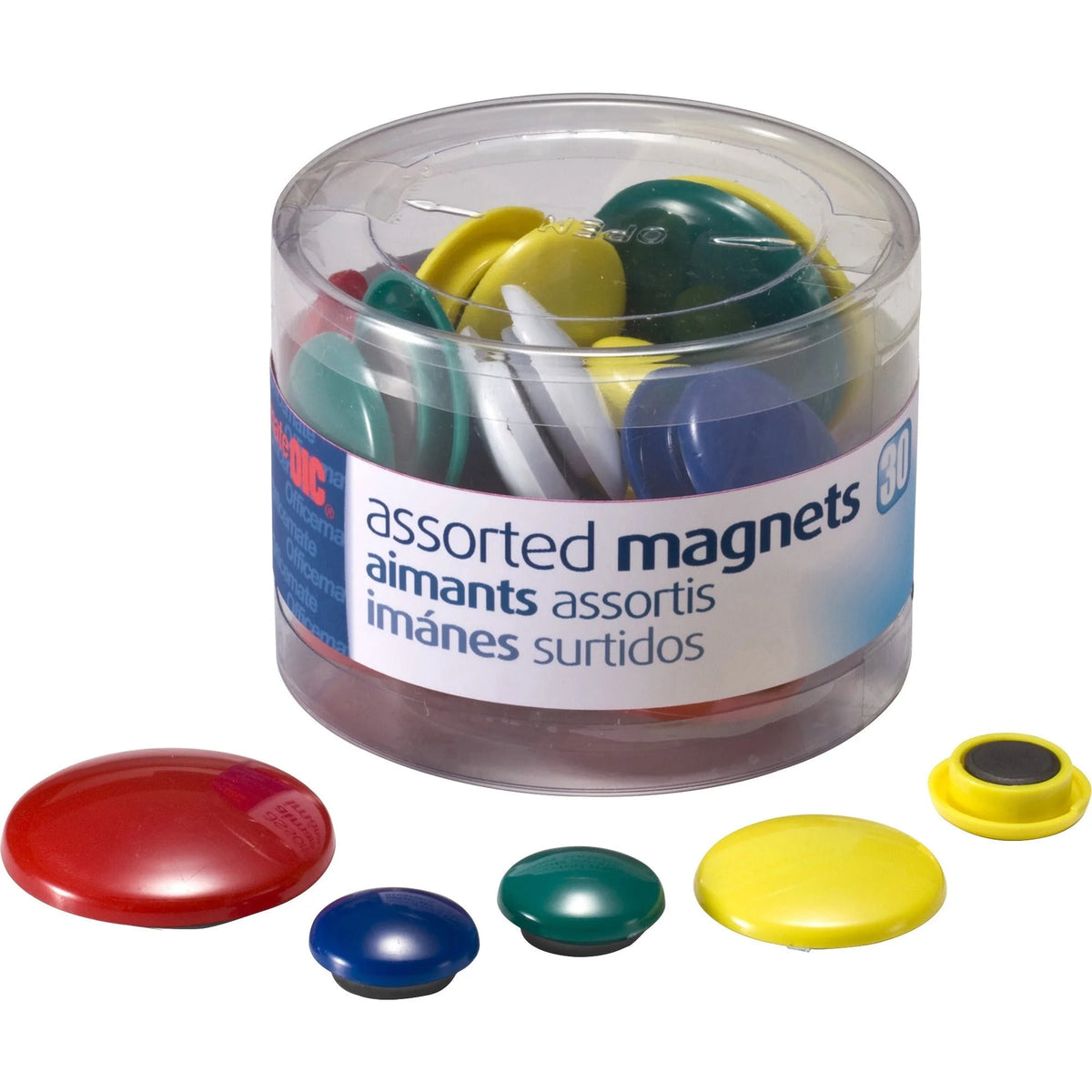 Officemate Round Handy Magnets - Colorful Magnet Shapes - 30-Pack - Board & Easel Accessories