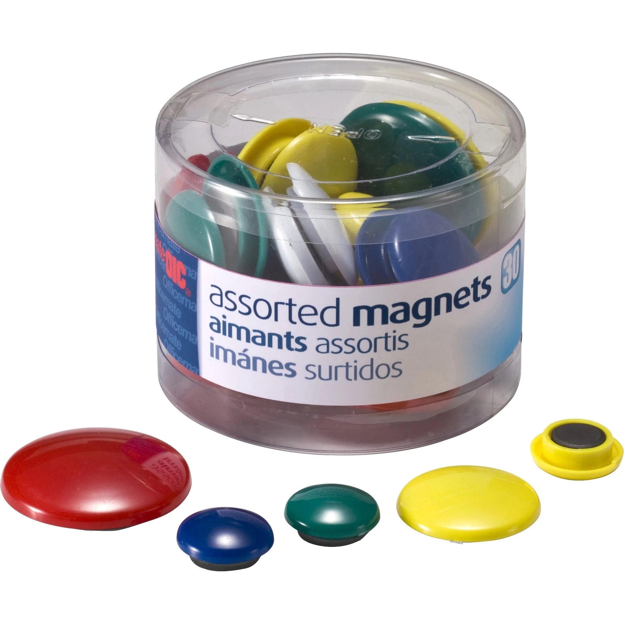Officemate Round Handy Magnets - Colorful Magnet Shapes - 30-Pack - Board & Easel Accessories