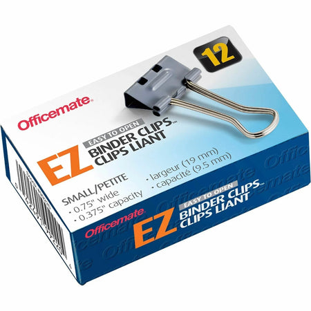 Officemate Small Binder Clips - 2.8’’ Length x 1.7’’ Width - Gray - 12/Box - Bulldog