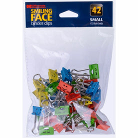 Officemate Smiling Face Binder Clips: Small Assorted Colors 42 Pcs - Bulldog Clips