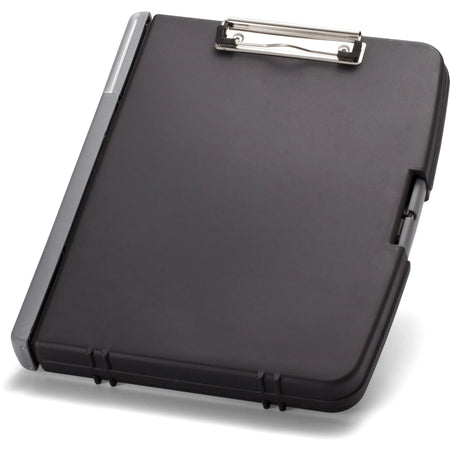 Officemate Triple File Clipboard: 8 1/2’’ x 11’’ Storage Box Spring Clip - Black - Clipboards