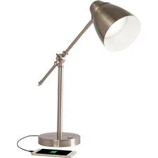 OttLite Desk Lamp - LED Bulb - Adjustable Brightness Touch Sensitive Control Panel USB Charging - Brushed Nickel