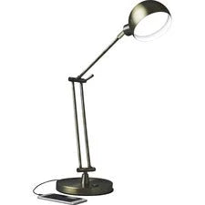 OttLite Wellness Series Refine LED Desk Lamp - 24’’ Height x 7’’ Width - Bulb - Antique Brass - USB Charging Adjustable