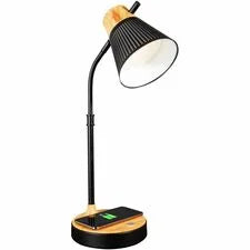 OttLite Wireless Charging LED Table Lamp - Bulb - Adjustable Shade ClearSun Brightness Color Changing Mode - Faux Wood