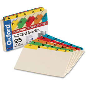 Oxford A-Z Laminated Tab Card Guides - 25 x Divider(s) - Printed Tab(s) - Character - 6’’ Divider Width - Manila