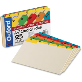 Oxford A-Z Laminated Tab Card Guides - 25 x Divider(s) - Printed Tab(s) - Character - 8’’ Divider Width - Manila