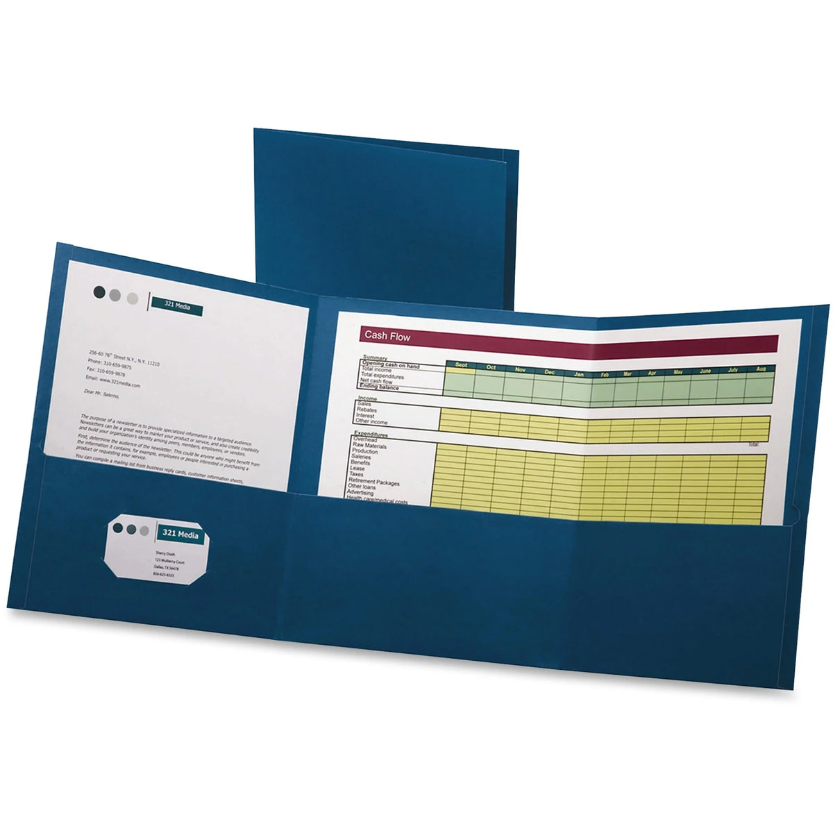 Oxford Blue Letter Pocket Folder - Durable Paper 150 Sheets - 20/Box - Folders