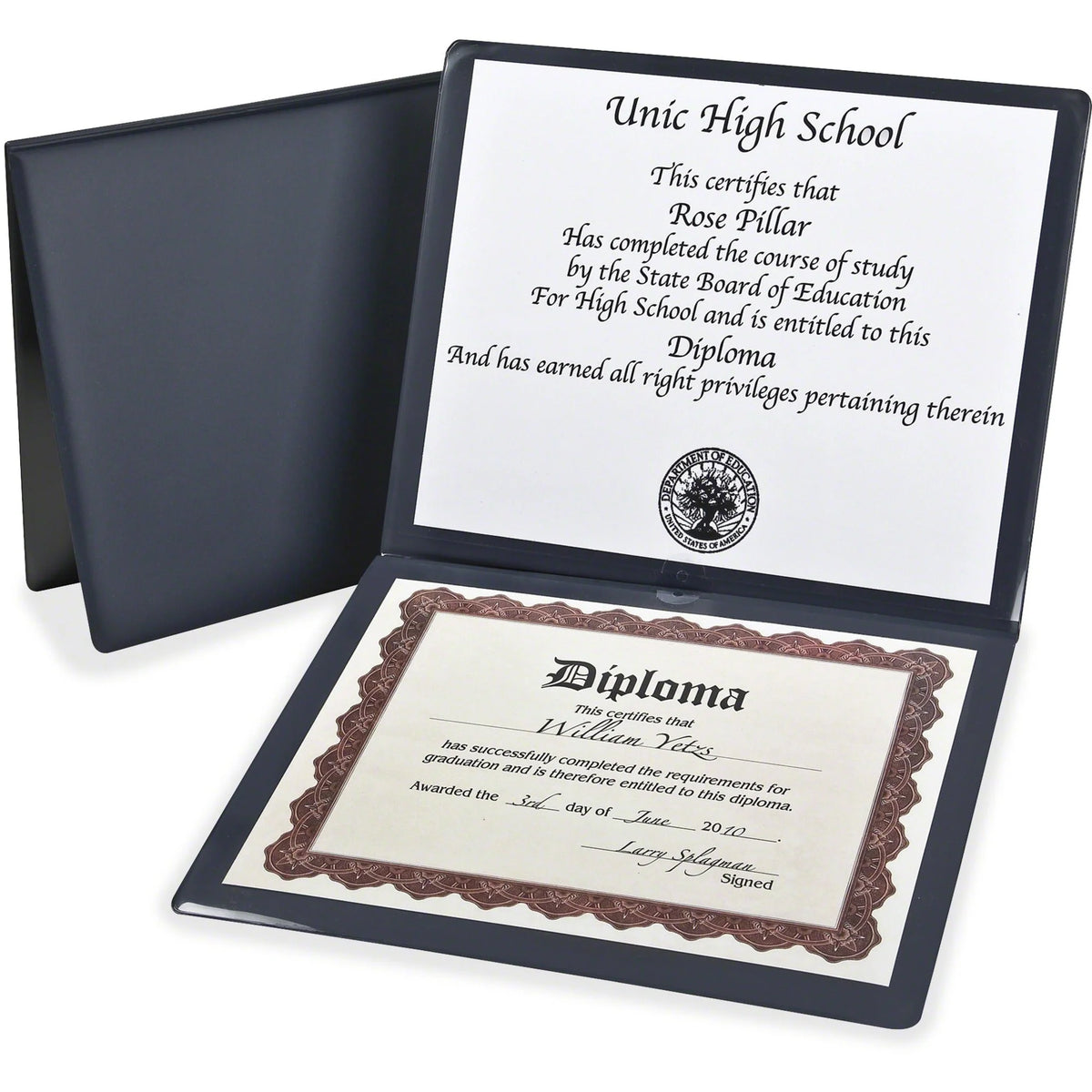 Oxford Certificate Holder: 12’’x10’’ Navy Tab Padded - Durable & Wall Mountable - Certificates Seals