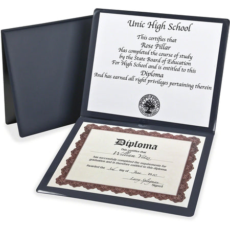 Oxford Certificate Holder: 12’’x10’’ Navy Tab Padded - Durable & Wall Mountable - Certificates Seals