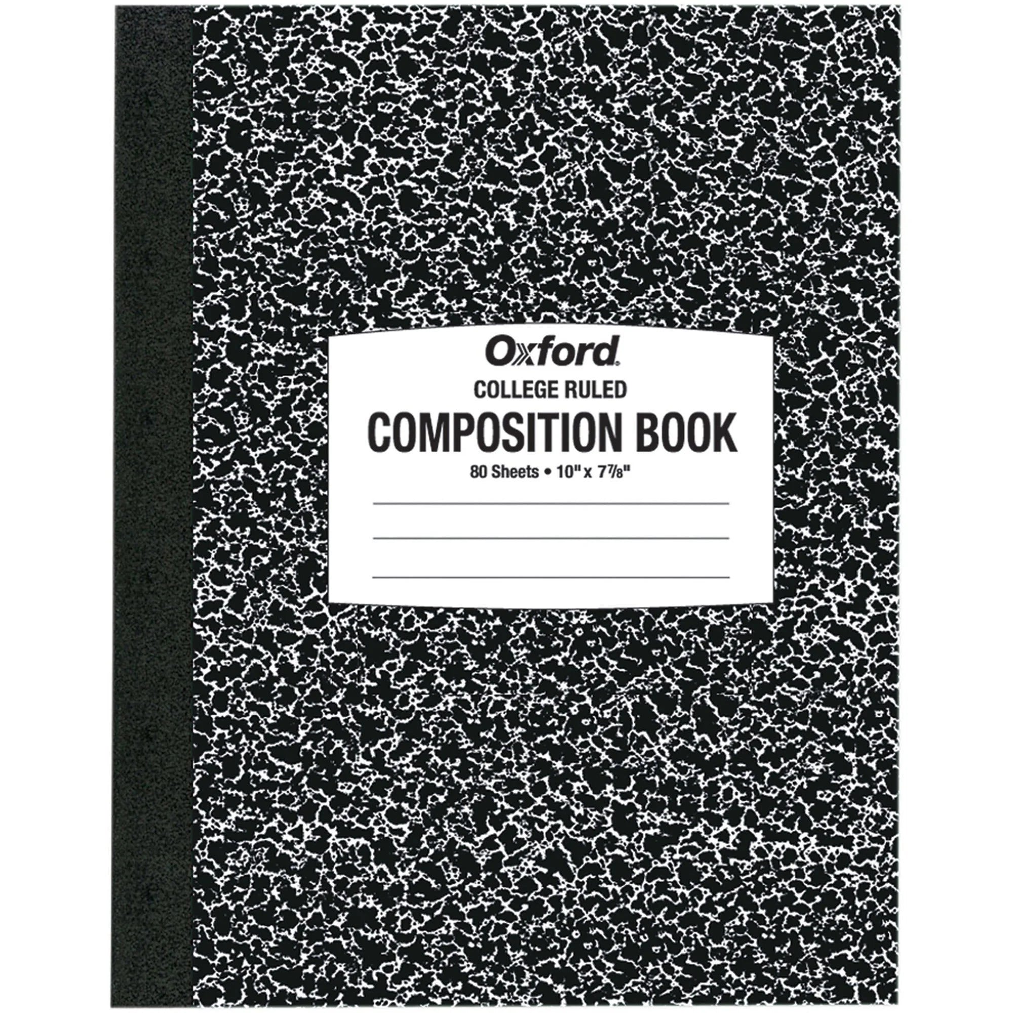 Oxford College Composition Notebook: 80 Sheets 7 7/8’’ x 10’’ Black Marble Cover - Notebooks