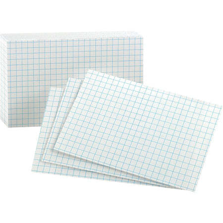 Oxford Graph Index Cards - 3’’ x 5’’ - 90 lb Basis Weight - Sustainable Forestry Initiative (SFI) - White - 100 / Pack