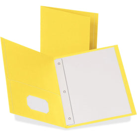 Oxford Letter Recycled Pocket Folder: Yellow Leatherette Tear Resistant - 25/Box - Folders