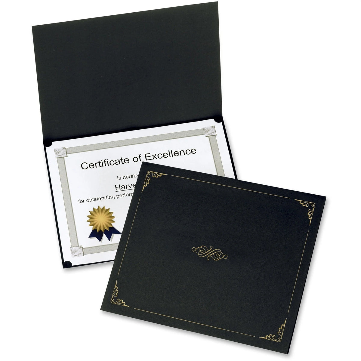 Oxford Linen Certificate Holder - Black Acid-Free - 8 1/2’’ x 11’’ - Pack of 5 - Certificates & Seals