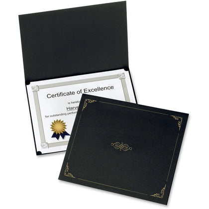 Oxford Linen Certificate Holder - Black Acid-Free - 8 1/2’’ x 11’’ - Pack of 5 - Certificates & Seals