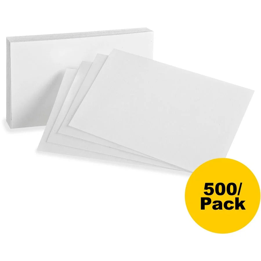 Oxford Plain Index Cards: 4’’ x 6’’ 85 lb SFI Certified - White - 100/Pack - Cards & Accessories