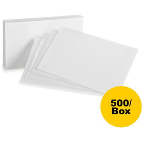 Oxford Plain Index Cards: 5’’ x 8’’ 85 lb - SFI Certified - White - 100/Pack - Cards & Accessories