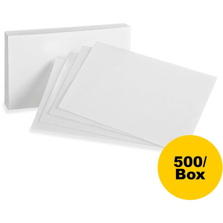 Oxford Plain Index Cards: 5’’ x 8’’ 85 lb - SFI Certified - White - 100/Pack - Cards & Accessories
