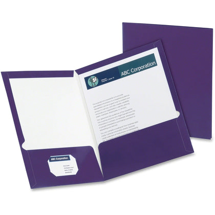 Oxford Purple Letter Pocket Folder - 150 Sheet Capacity - 25/Box - Report Covers