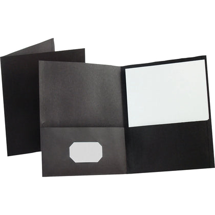 Oxford Recycled Pocket Folder - 8 1/2’’ x 11’’ - 100 Sheets - Black Leatherette - Folders