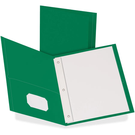 Oxford Recycled Pocket Folder: 8 1/2’’ x 11’’ 3 Fasteners Leatherette Hunter Green - Folders