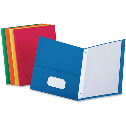 Oxford Recycled Pocket Folder: 8 1/2’’ x 11’’ 3 Fasteners Leatherette Tear Resistant - 25/Box - Folders