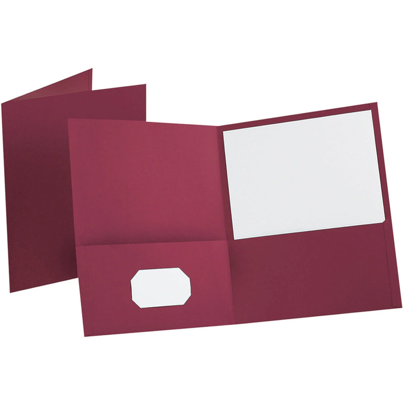 Oxford Recycled Pocket Folder: Burgundy Leatherette 100 Sheets 25/Box - Folders